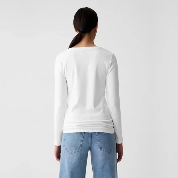 2/$30 GAP Long Sleeve Modern Crew Neck T-Shirt Fresh White XXS #A1145 - Picture 7 of 13
